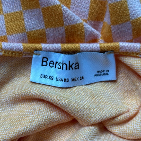 Bershka Orange and White Checkered Halter Mini Dress Size XS open back - Picture 4 of 8